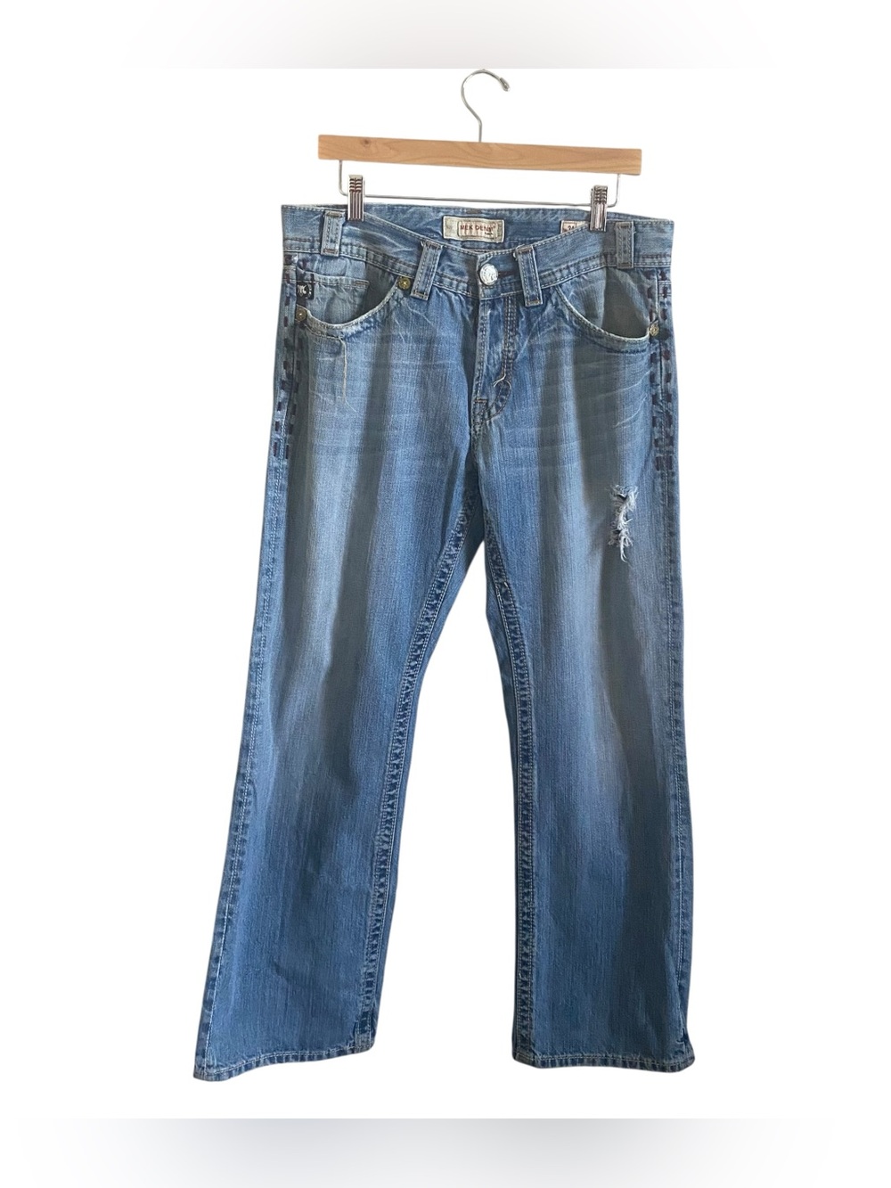 MEK The Buckle Men's Y2k Biker Distressed Mid Rise Bootcut Jeans Size 34x32